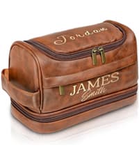 Sparklove Personalized Leather Toiletry Bag for Men, Custom Shaving Bags, Engraved Monogrammed Travel Bag, Birthday Gifts for Boyfirends, Groomsmen, Dad, Son Husband Father's Day, Wedding, Anniversay