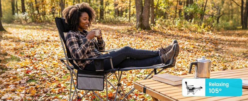 #WEJOY 2-in-1 Reclining Camping Chair with Footrest for Adults Folding Lounge Chair with Adjustable Backrest Lightweight Camping Chairs Heavy Duty Camp Chairs for Outdoor