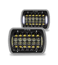 TRUE MODS 7x6 5x7 H6054 Black LED Headlights H4 Sealed Beam Replacement Lamp for Jeep Wrangler YJ Cherokee XJ Chevy Express Blazer S10 Van GMC Savana Ford Econoline E150 Nissan D21 Toyota Pickup Truck