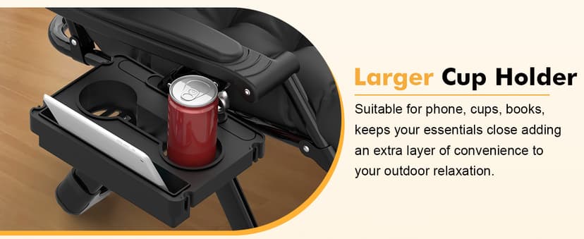 Slendor Oversized Zero Gravity Chairs XXL, 33In Padded Zero Gravity Lounge Chair, Lawn Recliner, Folding Patio Reclining Chair w/Aluminum Alloy Lock, Headrest, Cup Holder, Support 500lbs, Black