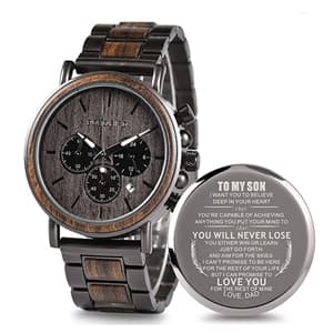 2win Engraved Wooden Watch for Boyfriend My Man Fiancé Husband Customized Personalized Wood Watches for Men Birthday Anniversary Personalized Watch
