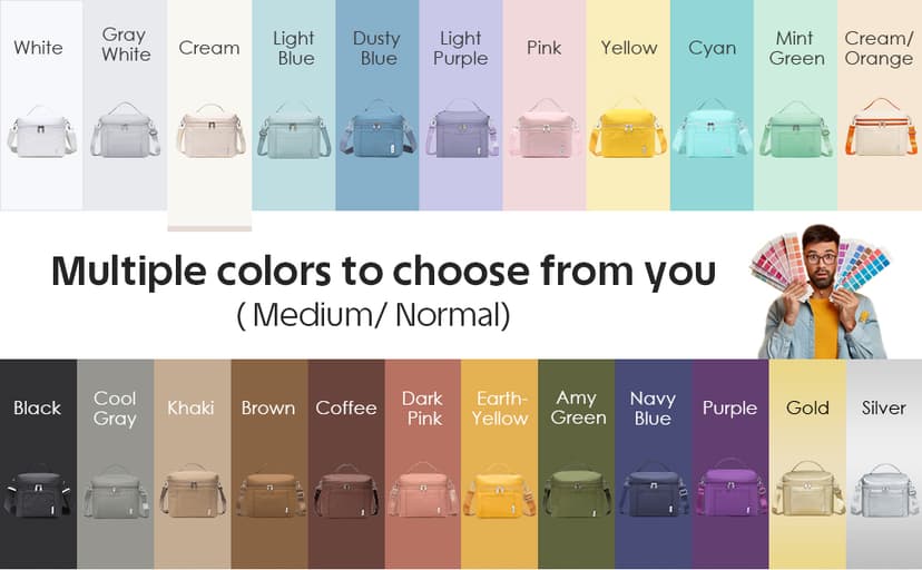 NOL Natural Organic Lifestyle Insulated Lunch Bags for Women Cooler Bag Lightweight Nylon Waterproof Lunch Box For Work(Medium, Cream