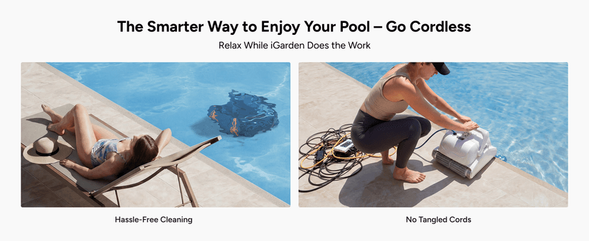 iGarden Robotic Pool Cleaner KN Series, 210-Min Runtime, Smart 3D Navigation, Full-Inverter Energy-Saving Tech, Cleans Floor, Wall & Waterline, for Above-Ground & Inground Pools, Matte Black