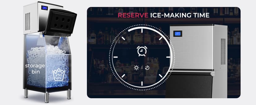 Commercial Ice Maker Machine 500LBs/Day with Filter, 250LBs Storage Bin, SECOP Compressor&ETL Approval Industrial Ice Machine, Auto-Cleaning, Ice Ready in 8-20mins, Cafe/Bar/Business/RST.
