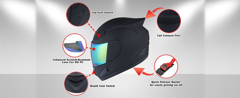 1Storm Motorcycle Bike Full FACE Helmet Mechanic