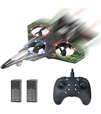 Rc Drone Remote Control Airplane -2.4GHz Foam V17 Jet Fighter Stunt,360° Drop-Resistant Stunt Spin Remote & Light RC Airplane with 2 Batteries for Kids Boys Girls (White)