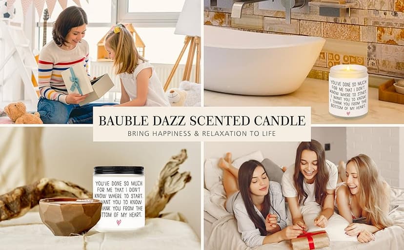 BAUBLEDAZZ Thank You Gifts for Women, Thank You Candle- Handmade Lavender Natural Soy Wax Candle (7oz)- Appreciation Gifts for Friends, Coworker, Men, Hostess