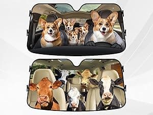 GENANY Hunting Car Sun Shade for Car SUV Truck (55x30 inches), Deer Skull Sun Shade Windshield, Shades for Front Windows, Protector Blocks UV, Car Decor