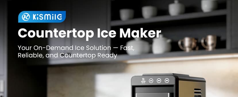Kismile Portable Countertop Ice Maker Machine, 26lbs Ice in 24Hrs, Self-Cleaning Ice Maker with Selectable Ice Size & Internal Light, Compact Design for Home/Kitchen/Bar