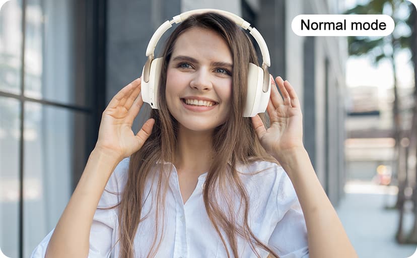 JOMILIN C5 Active Noise Cancelling Headphones, Wireless Over Ear Bluetooth Headphones, 3EQ Modes via Button, 60H Playtime Lightweight Folding Stereo Bass Headset with Mic, for Travel Home Beige White