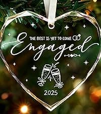 Engagement Gifts for Couples,- Engagement Gifts for Her,Women, Friends, Bride to Be Gifts, Glass Engagement Gift, First Christmas Engagement Ornaments 2025