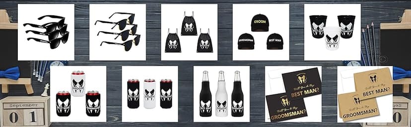 LADY&HOME Bachelor Party 7pcs Wedding Sunglasses for Groom, Best Man, Groomsmen Gifts Wedding Favor