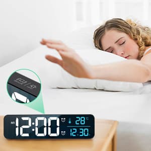 Hournor Digital Clock for Bedroom, Digital Wall Clock for Living Room Decor, Desk Table Clocks, Digital Clock Large Display, Bedroom Smart Alarm Clock for Office Blue