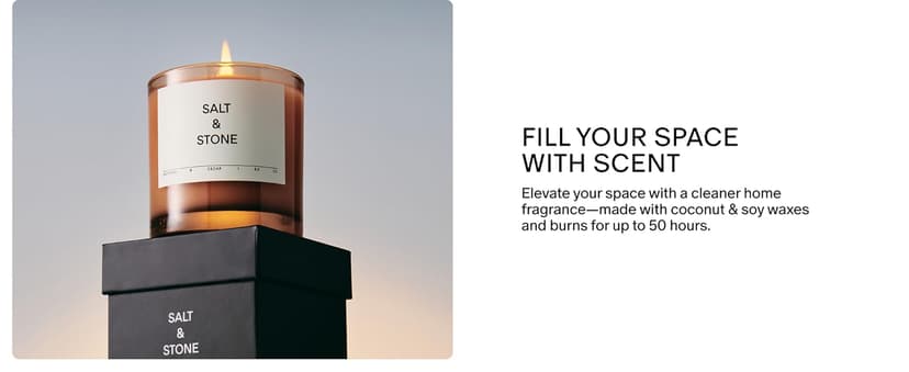 SALT & STONE Scented Candle for Women & Men | Hand-Poured, Aromatic & Fragrant | Coconut & Soy Blend Wax | 100% Cotton Wick | Long-Lasting 50 Hour Burn Time (8.5 oz) (Saffron & Cedar)
