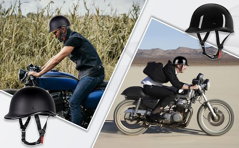 Retro Style Motorcycle Half Helmet - Classic Design Half Motorcycle Helmet, DOT Certified