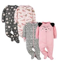 Gerber baby-girls 4 Pack Sleep N' Play Footie