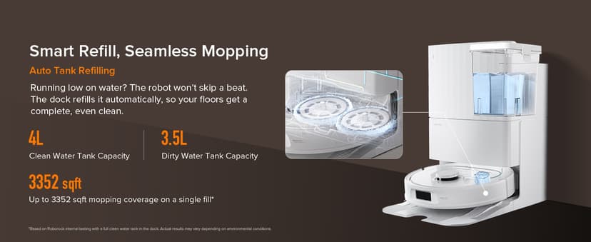 roborock Qrevo Series Robot Vacuum and Mop, 8000Pa Suction, Upgraded from Qrevo S, Anti-Tangle Brush, Smart Obstacle Avoidance, Auto Mop Washing, All-in-One Dock, 200RPM Spinning Mops, White(QV 35A)