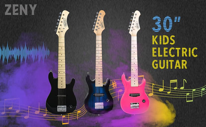 ZENY 30 inch Kids Electric Guitar with 5w Amp, Gig Bag, Strap, Cable, Strings and Picks Guitar Combo Accessory Kit, Blue