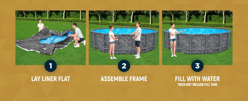 Bestway APX 365 18' x 52" Above Ground Pool, Round Metal Frame Outdoor Swimming Pool Set with Sand Filter Pump, Ladder, and Cover, Dark Marble