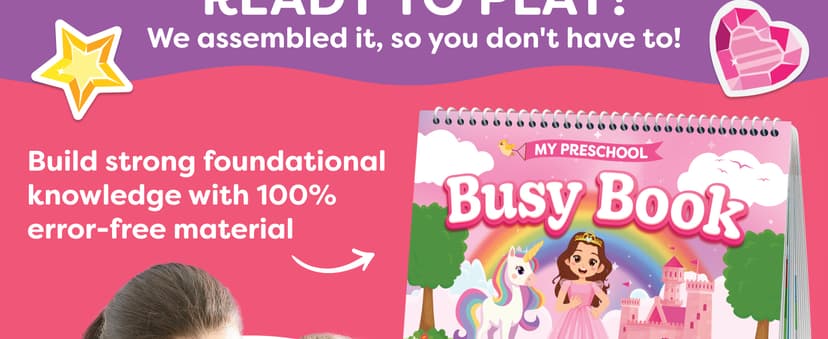 Princess Dress Up 3 Year Old Girl Gifts for Kids - Preschool Learning Educational Toys - Preassembled Travel Activity Montessori Busy Book for Toddlers Ages 3-5 & Princess Unicorn Toddler Books B0G2M13ZCG