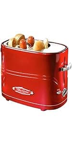 Nostalgia HDT600RETRORED Retro Pop-Up 2 Hot Dog & Bun Toaster, with Mini Tongs, Works with Chicken, Turkey, Veggie Links, sausages & Brats B005Q8X6IO