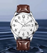 OLEVS Mens Watches Dress Waterproof Watch with Date Day Analog Quartz Casual Wrist Watch Large Number Classic Luxury Luminous Scales 41mm Big Face Easy Read Reloj para Hombre