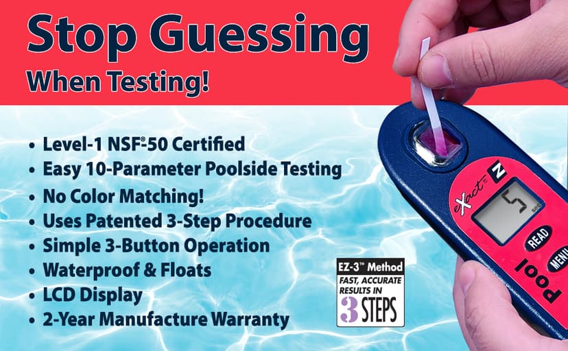 ITS 486201-KM Pool Exact EZ Photometer Master Pool Test Kit | 10 Parameters - F/C/T Chlorine, pH, Alkalinity, Calcium, Cyanuric, Copper, Salt, & Phosphate | 25 Tests All Parameters | NSF Certified