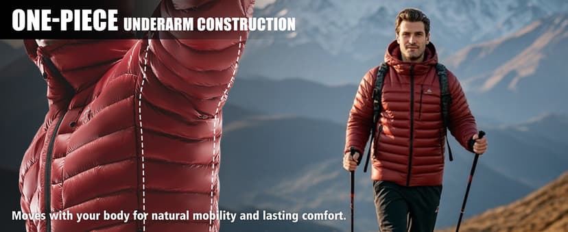 Pioneer Camp 850 Fill Goose Down Jacket Men Lightweight Packable Puffer Jacket with Hood Insulated Warm Winter Puffy Coat
