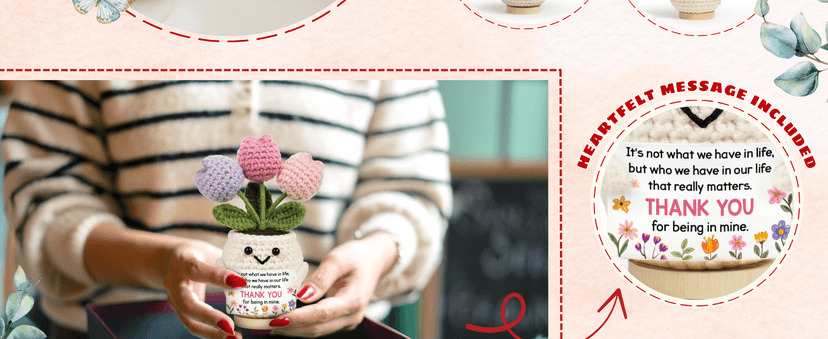 Gifts for Friends, Bestie, BFF, Bestfriend, Female, Girls - 5.51'' x 4.13'' Knitted Positive Tulip Friend Crochet Doll Best Friend Friendship Gifts for Women, Christmas Birthday Gifts for Bestie B0GCZ9SFXD