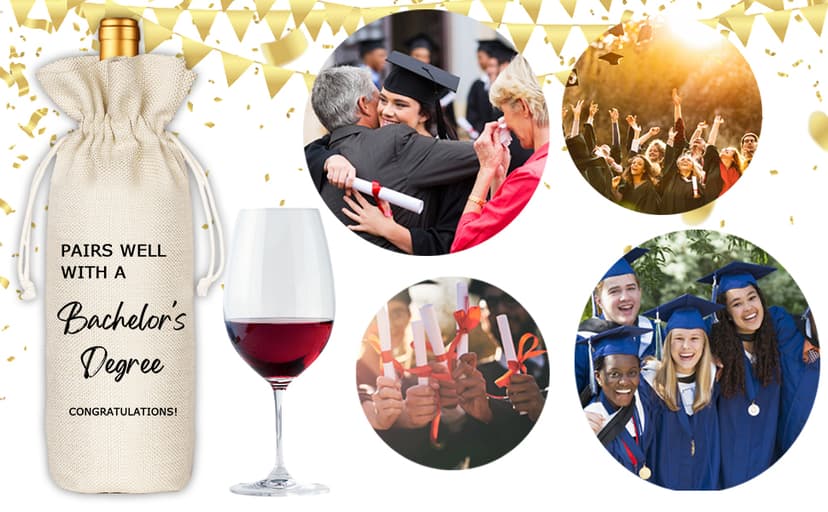 Graduation One Degree Hotter,Funny Cute Wine Bag Gift,College Graduation Gift for Him Her Grad Masters Congrats Cap-Linen Drawstring Wine Bags(5SW113) B0BPC5W9VV