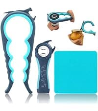 Otstar Jar Opener Bottle Opener and Can Opener for Weak hands, Seniors with Arthritis and Anyone with Low Strength, Mutil Jar Opener Get Lids Off Easily (Blue and Grey)