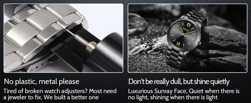 NIBOSI Men Watches Analog Quartz Stainless Steel Black Watches for Men Waterproof Business Classic Watch Fashion Minimalist Ultra Thin Wrist Watch for Work and Casual Wear