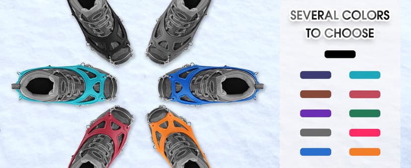 Cimkiz Crampons Ice Cleats Traction Snow Grips for Boots Shoes Women Men Anti Slip 19 Stainless Steel Spikes Safe Protect for Hiking Fishing Walking Climbing Mountaineering