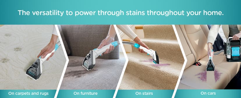 Shark StainStriker Portable Carpet, Upholstery & Area Rug Cleaner with Pet Mess Tool, Stain & Odor Remover, Perfect for Car Interiors, Includes 3 Cleaning Tools & Cleaning Solution, White, PX201