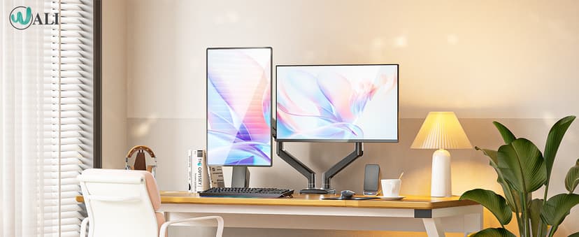 WALI Dual Monitor Stand for 13-32 inch Computer Screens, Dual Monitor Arms for 2 Monitors Holds up to 22 lbs, Height Adjustable Dual Monitors Mount, VESA 75x75/100x100mm (GSMP002N), Black
