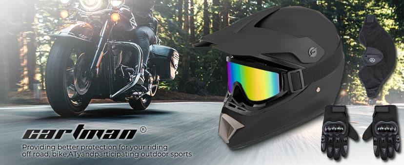 CARTMAN Adult Dirt Bike Helmets Motocross ATV Dirtbike Offroad Full Face Motorcycle Helmet, DOT Approved Matte Black and Blue