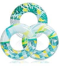 JOYIN Inflatable Swim Tube Raft (3 pack) with Summer Fruits Painting, Pool Toys for Swimming Pool Party Decorations