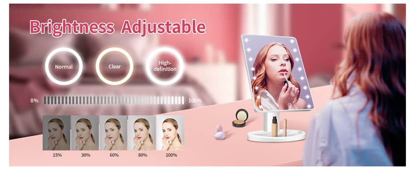 KOOKIN Lighted Vanity Makeup Mirror 16 Led Lights 180 Degree Rotation Lighted Mirror Touch Screen Adjusted Brightness Desk Mirrors USB Dual Supply Bathroom Beauty Cosmetic Mirrors (White)