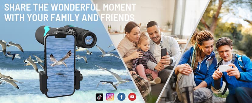 15x55 UHD Binoculars for Adults – High Powered Large View, BAK4 Prism, Waterproof & Lightweight for Bird Watching, Hunting,Hiking, Travel, Cruise, Sports with Phone Adapter (Blue)