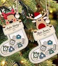 Personalized Christmas Ornaments 2025 - Snow Globe Personalized Ornaments for Family of 2,3,4,5,6,7,8,9,10 Members, Ginger Breads Custom Ornament Xmas Gift Idea