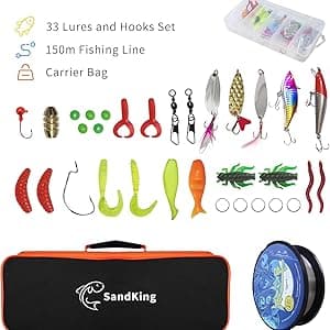 Fishing Pole Kit, Carbon Fiber Telescopic Fishing Rod and Reel Combo with Spinning Reel, Line, Bionic Bait, Hooks and Carrier Bag, Fishing Gear Set for Beginner Adults