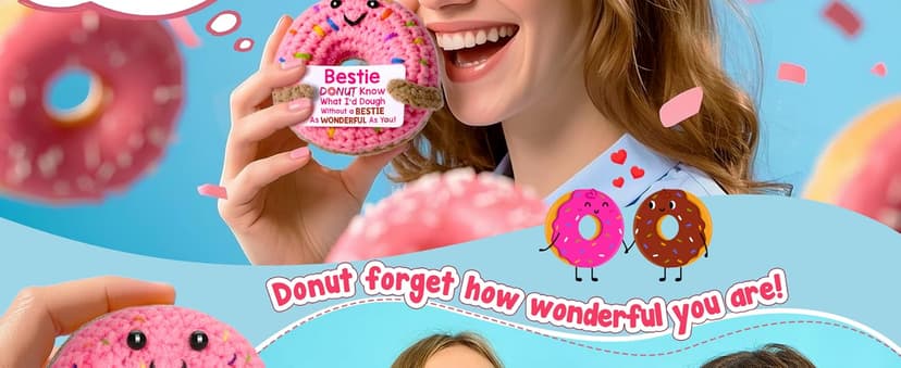 Bestie Gifts for Women Friend - Funny Cute Cool Handmade Knitted Donut for Female Woman Besties Best Friends BFF Soul Sister Coworker Friendship Birthday