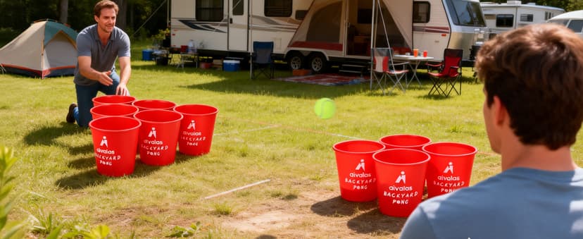 Aivalas Yard Pong Outdoor Games, Giant Yard Games Set with 12 Buckets and Balls for Adults and Family, Toss Game Throwing Games for Beach, Camping, Lawn and Backyard