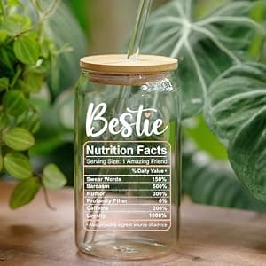 NewEleven Gift For Friends, Bestie - Birthday Gifts for Women Friendship - Unique Friendship Gifts For Women, Friend, Bestie, Bff, Soul Sister, Work Bestie - 16 Oz Coffee Glass