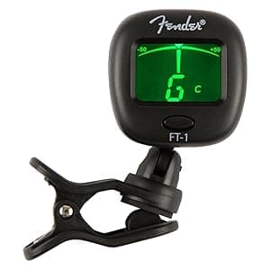 Fender FT-1 Professional Guitar Tuner Clip On, with 1-Year Warranty, Full-Range Chromatic Guitar Tuner with Dual-Rotating Hinges, A4 Calibration
