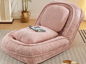 Floor Chair with Back Support, Folding Sofa Chair with 5 Adjustable Position, Plush Floor Gaming Chair, Meditation Chair for Lazy Boys, Human Dog Bed for Living Room, Bedroom, Lounge, Green