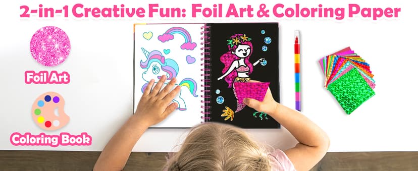 Mess-Free & No-Glue Activity,Kids Ages 4-10 Create 16 Sparkly Princess Unicorn Pictures,Halloween Toy & Birthday Gift for Kid FUNNYB&G Foil Art Craft Kit for Kids, Halloween Crafts Gift Toy for Kids B0DK6DYYD8