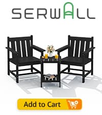 SERWALL HDPE Folding Adirondack Chair with Dual Cup Holder - Composite Adirondack Chair Set of 4- Black