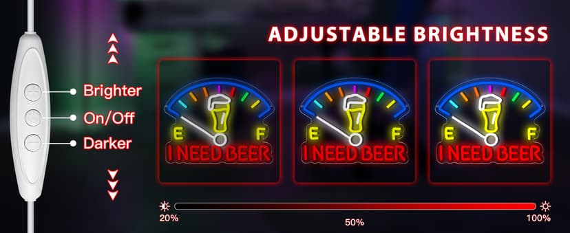 I Need Beer Neon Sign for Wall Decor Dimmable Beer LED Light Beer Dashboard Bar Neon Light for Man Cave Bar Pub Party Restaurant Christmas Birthday Gift Art Size13.6 * 12.5(WZCP020)