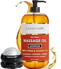 Cosmetasa Sore Muscle Massage Oil for Massage Therapy with Roller - All Natural, Cruelty-Free Massage Oils for Muscle Relaxing & Joint Comfort - Arnica Extract with Lavender & Chamomile Oil (8.8 oz)